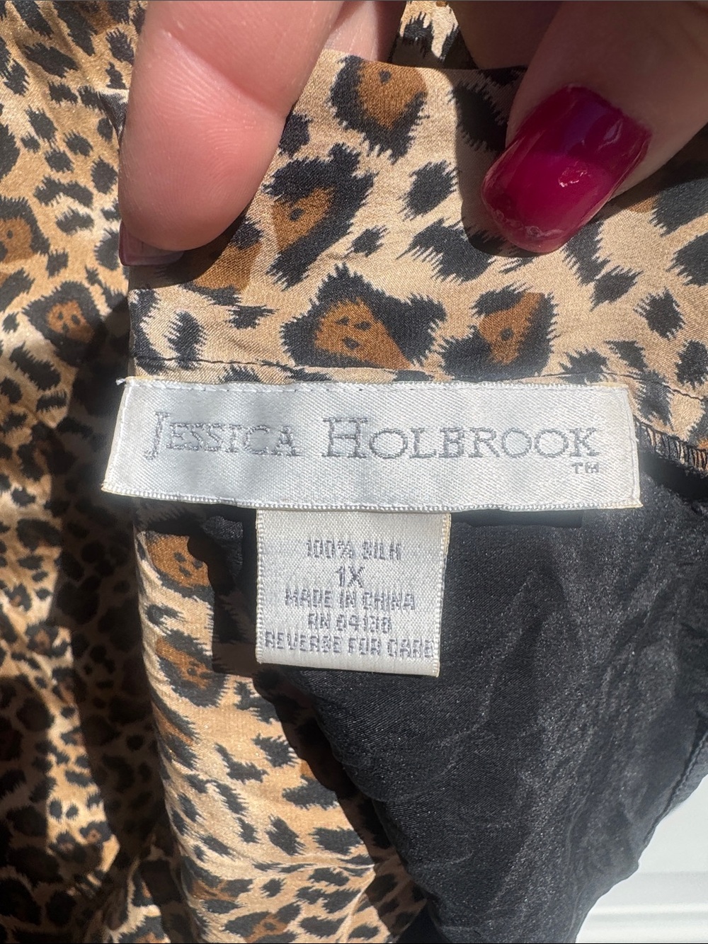 Jessica Holbrook 100% silk Leopard Print Sleeveless Tank Top - Black & Tan - Picture 3 of 3